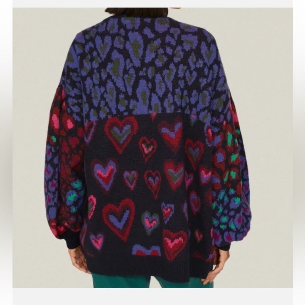 Colorful Heart Patterned Women's Sweater - Picture 3 of 15